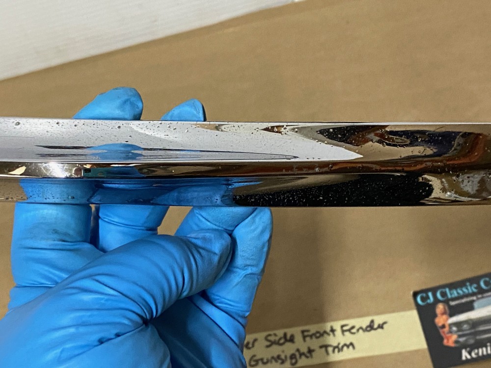 OEM 1959 Cadillac Deville Eldorado Fleetwood LEFT DRIVER SIDE FRONT FENDER GUNSIGHT CHROME TRIM MOLDING #1470533 - Image 11