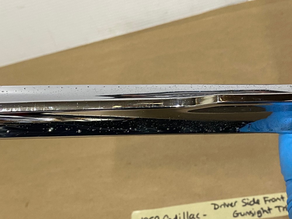 OEM 1959 Cadillac Deville Eldorado Fleetwood LEFT DRIVER SIDE FRONT FENDER GUNSIGHT CHROME TRIM MOLDING #1470533 - Image 13