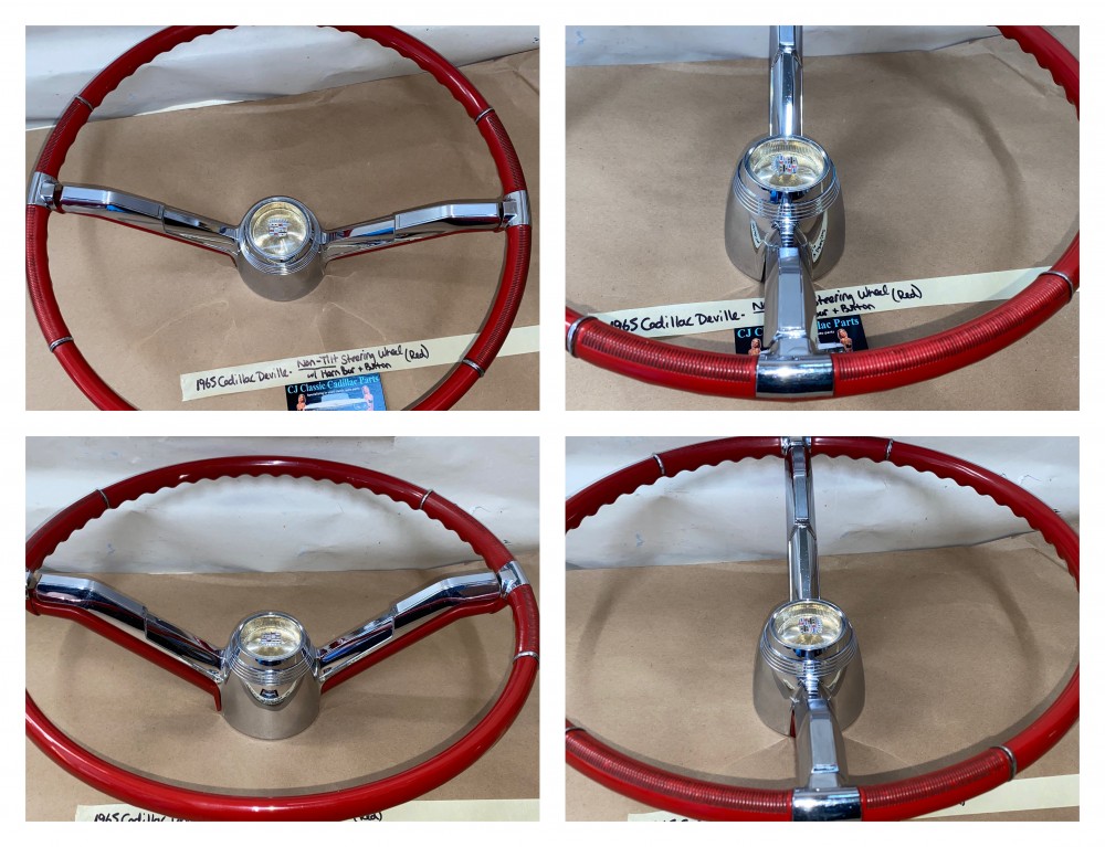 OEM 1965 Cadillac Deville Eldorado Fleetwood Calais NON-TILT STEERING WHEEL WITH HORN BAR BUTTON RING (RED) #710889/#1482949 - Image 18
