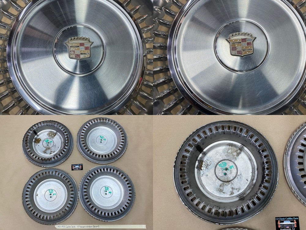 OEM 1971-1972 Cadillac Deville Fleetwood Calais 15" HUBCAPS WHEEL COVERS WITH CREST EMBLEMS (SET OF 4) - Image 22