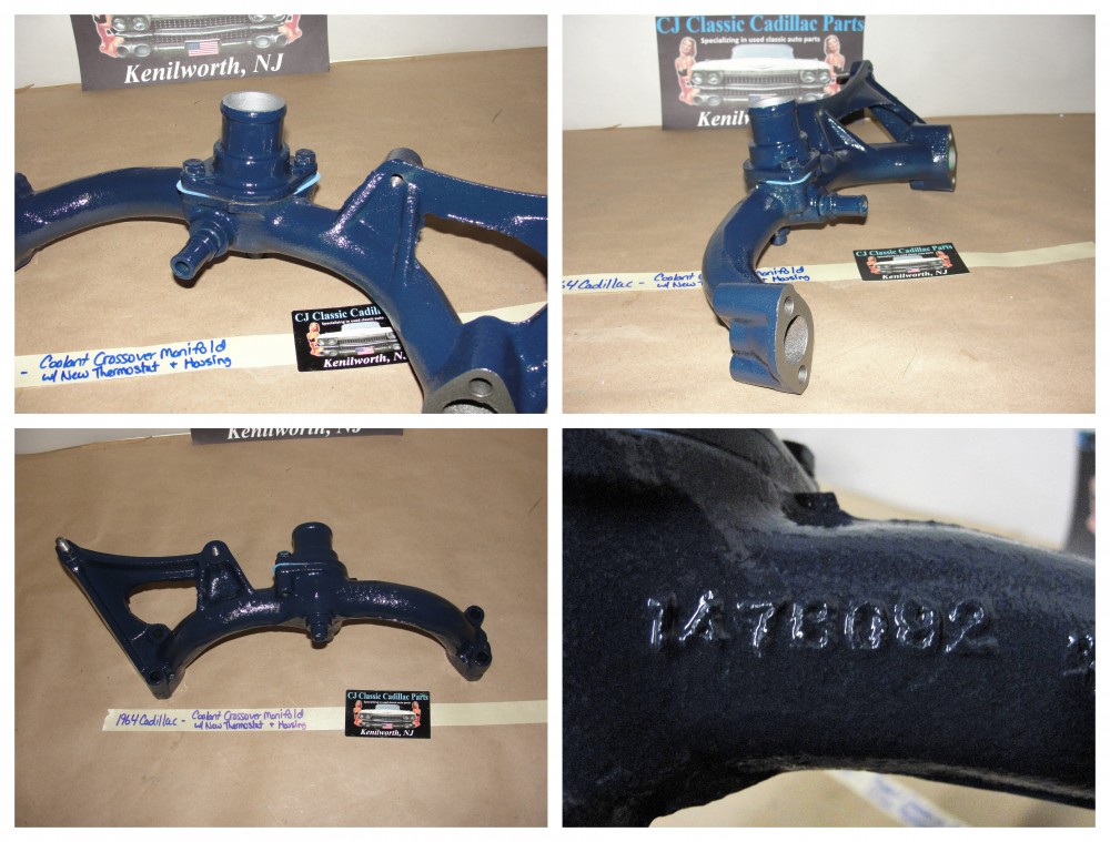 RESTORED 1963 1964 1965 1966 1967 Cadillac DEVILLE ELDORADO FLEETWOOD CALAIS 429 ENGINE COOLANT CROSSOVER MANIFOLD WITH THERMOSTAT HOUSING and NEW THERMOSTAT #1484796 - Image 3