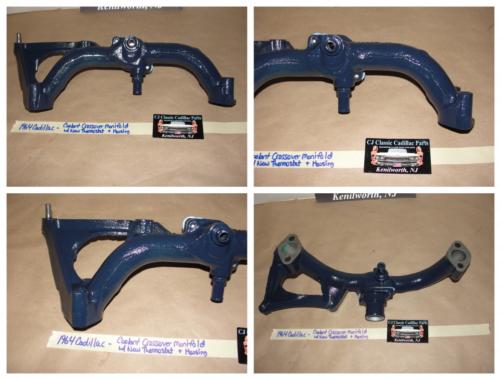 RESTORED 1963 1964 1965 1966 1967 Cadillac DEVILLE ELDORADO FLEETWOOD CALAIS 429 ENGINE COOLANT CROSSOVER MANIFOLD WITH THERMOSTAT HOUSING and NEW THERMOSTAT #1484796 - Image 2