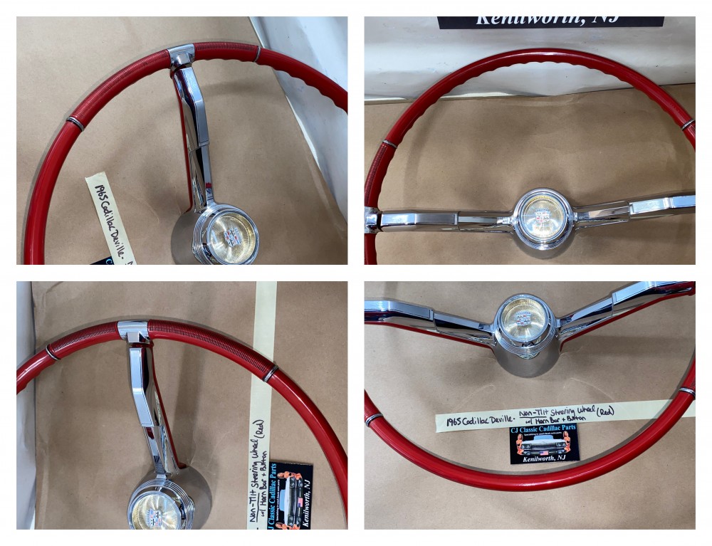 OEM 1965 Cadillac Deville Eldorado Fleetwood Calais NON-TILT STEERING WHEEL WITH HORN BAR BUTTON RING (RED) #710889/#1482949 - Image 19