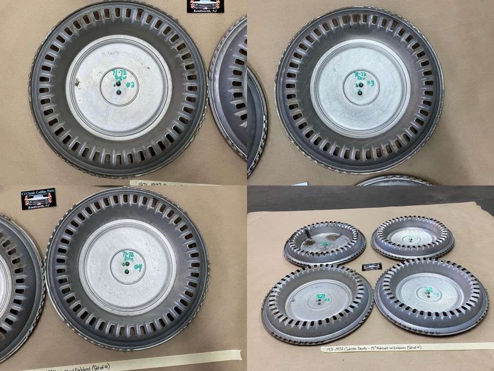 OEM 1971-1972 Cadillac Deville Fleetwood Calais 15" HUBCAPS WHEEL COVERS WITH CREST EMBLEMS (SET OF 4) - Image 23