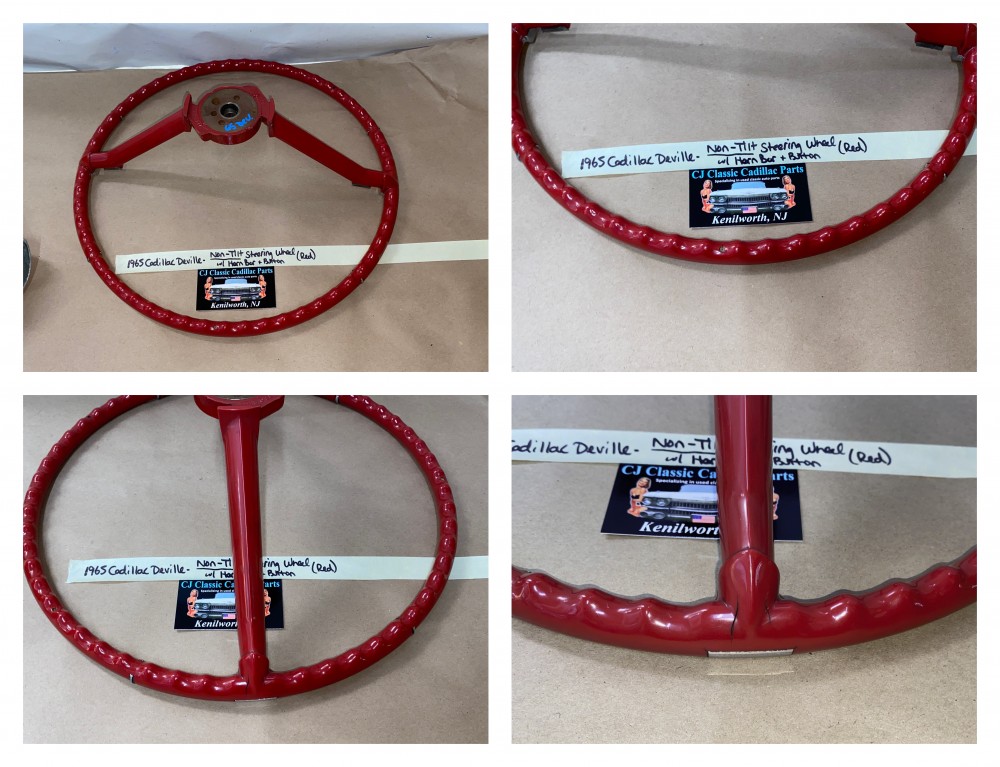 OEM 1965 Cadillac Deville Eldorado Fleetwood Calais NON-TILT STEERING WHEEL WITH HORN BAR BUTTON RING (RED) #710889/#1482949 - Image 20