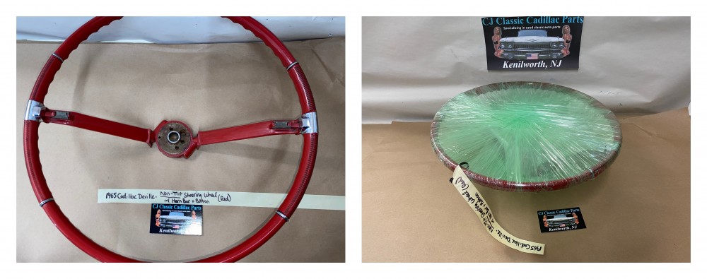 OEM 1965 Cadillac Deville Eldorado Fleetwood Calais NON-TILT STEERING WHEEL WITH HORN BAR BUTTON RING (RED) #710889/#1482949 - Image 24
