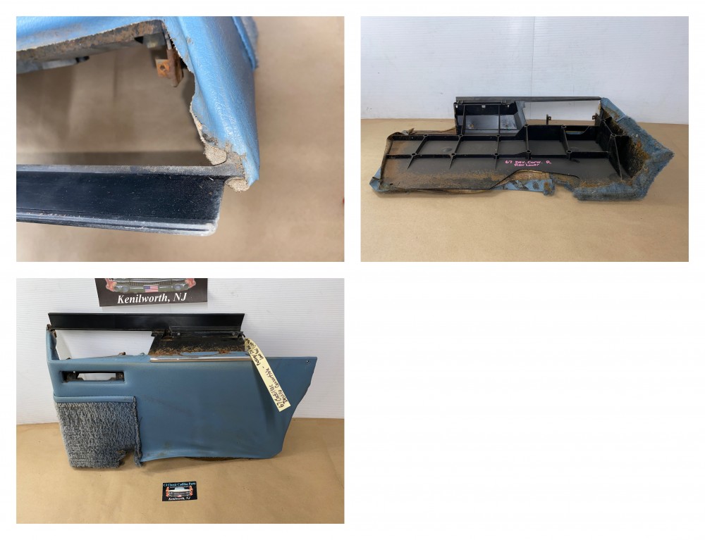 OEM 1967 Cadillac Deville Convertible RIGHT PASSENGER SIDE REAR QUARTER LOWER DOOR PANEL TRIM - LIGHT BLUE - Image 24