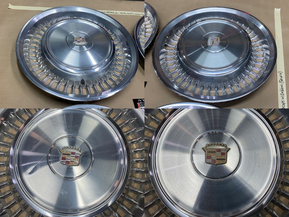 OEM 1971-1972 Cadillac Deville Fleetwood Calais 15" HUBCAPS WHEEL COVERS WITH CREST EMBLEMS (SET OF 4) - Image 21