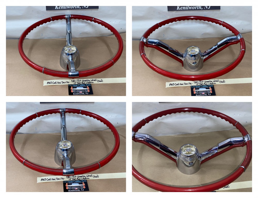 OEM 1965 Cadillac Deville Eldorado Fleetwood Calais NON-TILT STEERING WHEEL WITH HORN BAR BUTTON RING (RED) #710889/#1482949 - Image 17