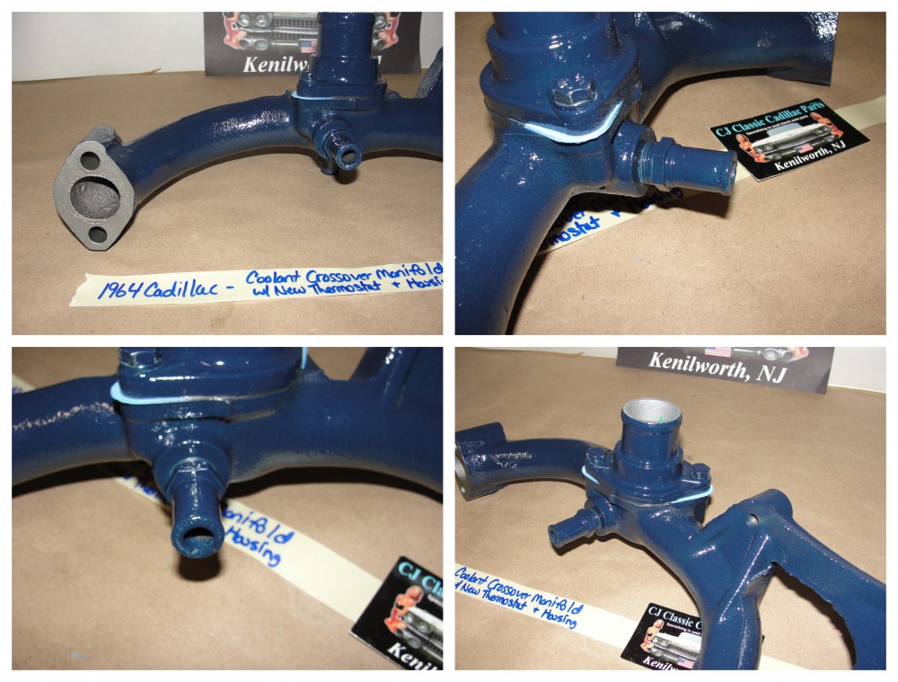 RESTORED 1963 1964 1965 1966 1967 Cadillac DEVILLE ELDORADO FLEETWOOD CALAIS 429 ENGINE COOLANT CROSSOVER MANIFOLD WITH THERMOSTAT HOUSING and NEW THERMOSTAT #1484796 - Image 4