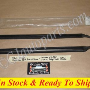 NEW 1967-1968 CADILLAC DEVILLE CALAIS 2DR HARDTOP CONVERTIBLE REAR QUARTER WINDOW LEADING EDGE VERTICAL SEAL WEATHERSTRIP RIGHT & LEFT