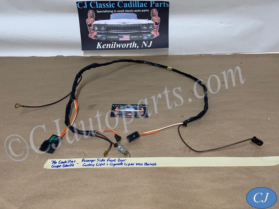 OEM 1975 1976 Cadillac Deville Eldorado Fleetwood Calais RIGHT FRONT DOOR COURTESY LIGHT & ASHTRAY LIGHTER WIRE HARNESS #9735905