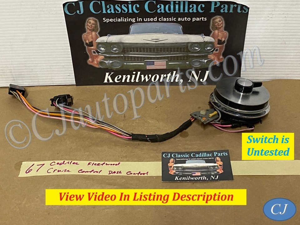 OEM 1967 Cadillac Fleetwood Deville Calais DASH CRUISE CONTROL SWITCH & THUMBWHEEL **UNTESTED** #1495113/#1490170
