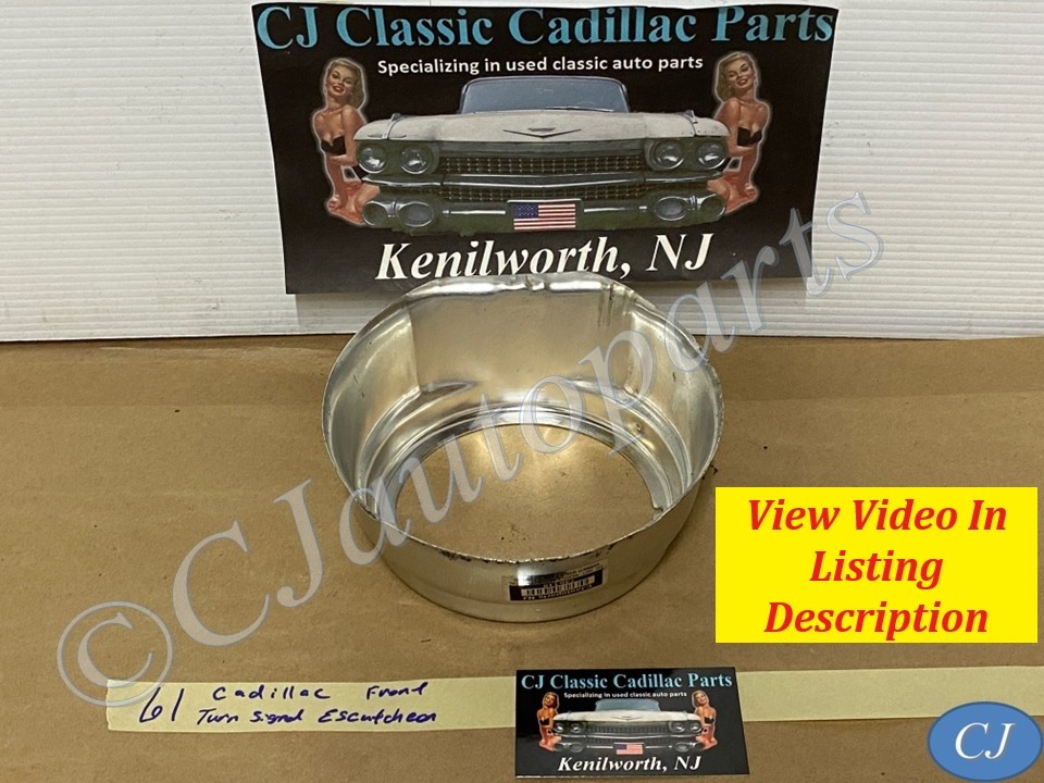 OEM 1961 Cadillac Deville Eldorado Fleetwood FRONT BUMPER TURN SIGNAL BEZEL ESCUTCHEON TRIM #1475503