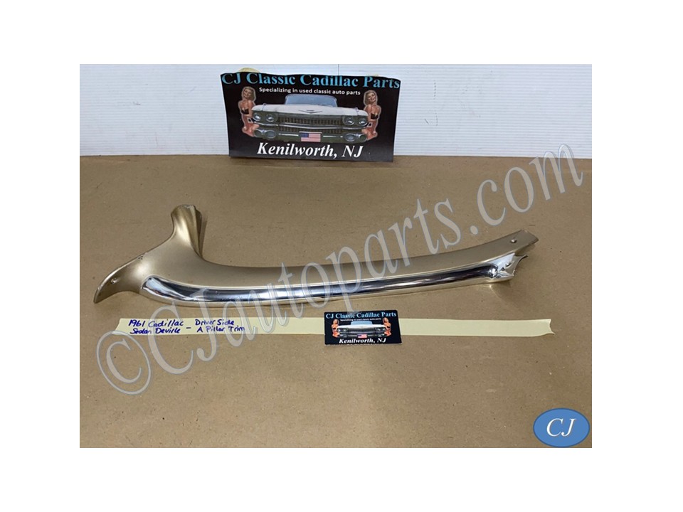 OEM 61 Cadillac Deville HardTop LEFT INTERIOR FRONT WINDSHIELD A PILLAR MOLDING TRIM #4815623