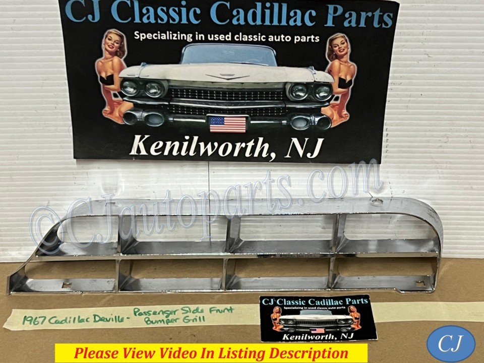 OEM 1967 Cadillac Deville Calais Fleetwood Commercial Chassis RIGHT PASSENGER SIDE FRONT BUMPER GRILL #1487634