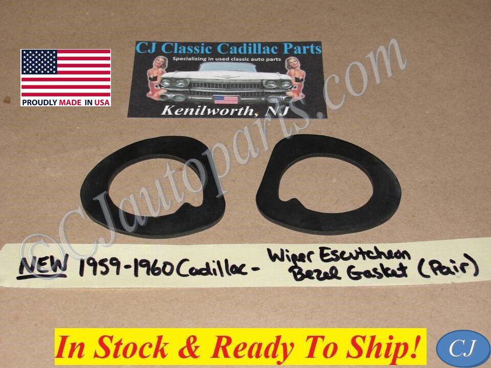 NEW 1959-1960 CADILLAC DEVILLE ELDORADO FLEETWOOD WINDSHIELD WIPER COWL ESCUTCHEON BEZEL GASKET SEAL (PAIR)