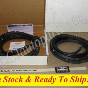 METRO MOULDED SOFTSEAL 1977-1986 CADILLAC 4 DOOR FLEETWOOD DEVILLE GM RWD FRONT MOLDED DOOR SEALS WITH WHITE CLIPS - LM18-L/WC