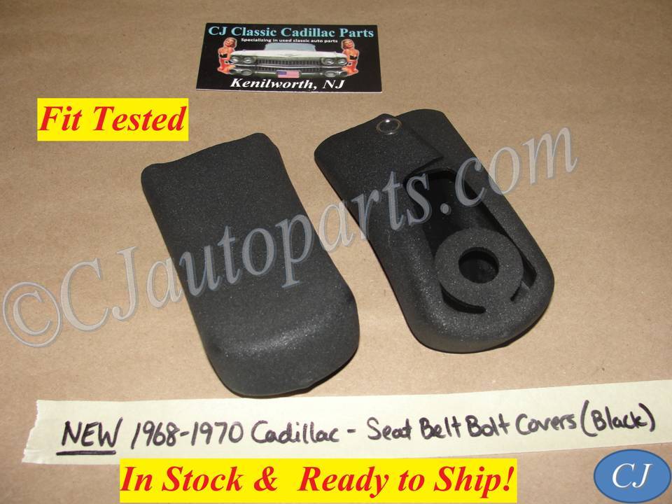 NEW 1968 1969 1970 CADILLAC DEVILLE ELDORADO FLEETWOOD CALAIS FRONT SEAT BELT BUCKLE BOLT COVER BOOT TRIM - BLACK #9824426
