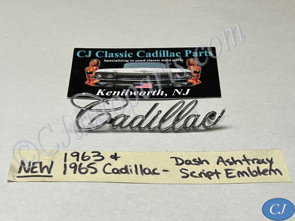 NEW 1963, 1965 CADILLAC DEVILLE ELDORADO CALAIS FLEETWOOD DASH ASHTRAY DOOR LID COMPARTMENT DOOR SCRIPT EMBLEM #1480056