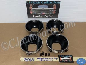 OEM 1969 1970 1971 1972 1973 1974 Cadillac Deville Eldorado Fleetwood Calais LEFT & RIGHT INNER & OUTER HEADLIGHT BUCKETS WITH TRIM RINGS #5963839/#5963840/#5963838