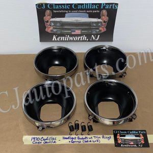 OEM 1969 1970 1971 1972 1973 1974 Cadillac Deville Eldorado Fleetwood Calais LEFT & RIGHT INNER & OUTER HEADLIGHT BUCKETS WITH TRIM RINGS #5963839/#5963840/#5963838