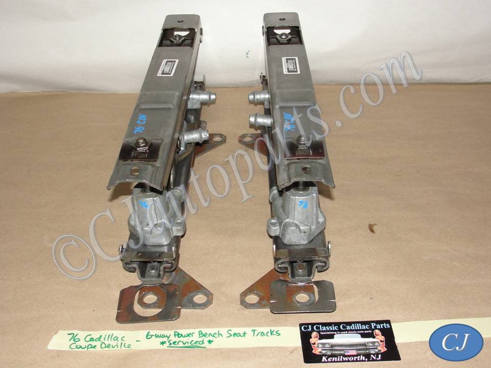 SERVICED 1971 1972 1973 1974 1975 1976 Cadillac Deville Eldorado Fleetwood Calais 1977 1978 Eldorado 6 WAY POWER BENCH SEAT TRACK TRACKS ADJUSTERS LEFT & RIGHT