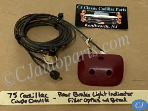 OEM 1974 1975 1976 Cadillac Deville Calais Fleetwood REAR BRAKE LIGHT FIBER OPTIC INDICATORS WITH BEZEL TRIM - RED #9669614