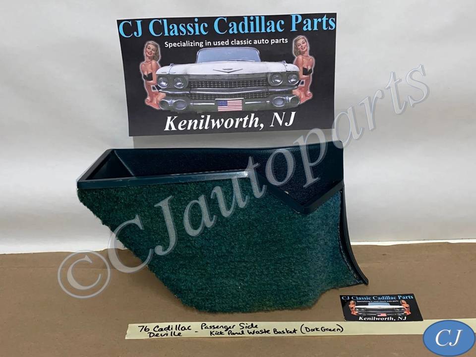 OEM 1971 1972 1973 1974 1975 1976 Cadillac Deville Eldorado Fleetwood Calais RIGHT PASSENGER SIDE KICK PANEL WASTE BASKET TRASH CAN Dark Green