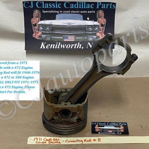 OEM 1968 1969 1970 1971 1972 1973 1974 1975 1976 Cadillac Deville Eldorado Fleetwood Calais 472/500 Engine CONNECTING ROD & PISTON #8 #1497207/#3633111