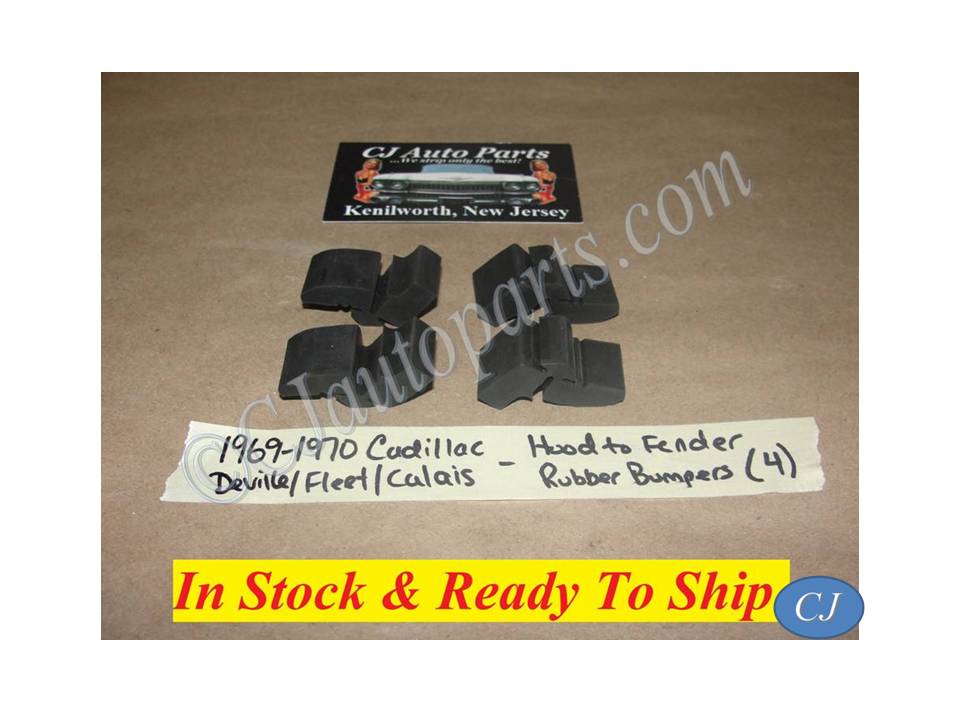 NEW 1969-1970 CADILLAC DEVILLE FLEETWOOD CALAIS HOOD TO FENDER RUBBER BUMPER - SET OF 4