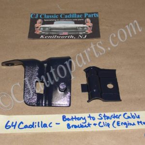 OEM 1964 Cadillac Deville Eldorado Fleetwood 429 ENGINE MOUNTED BATTERY TO STARTER POSITIVE CABLE WIRE BRACKET & CLIP