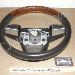 OEM 2008 2009 Cadillac STS EBONY CASHMERE HEATED LEATHER & WOODGRAIN STEERING WHEEL #25921226/34037168B Ebony/Black & Wood Grain