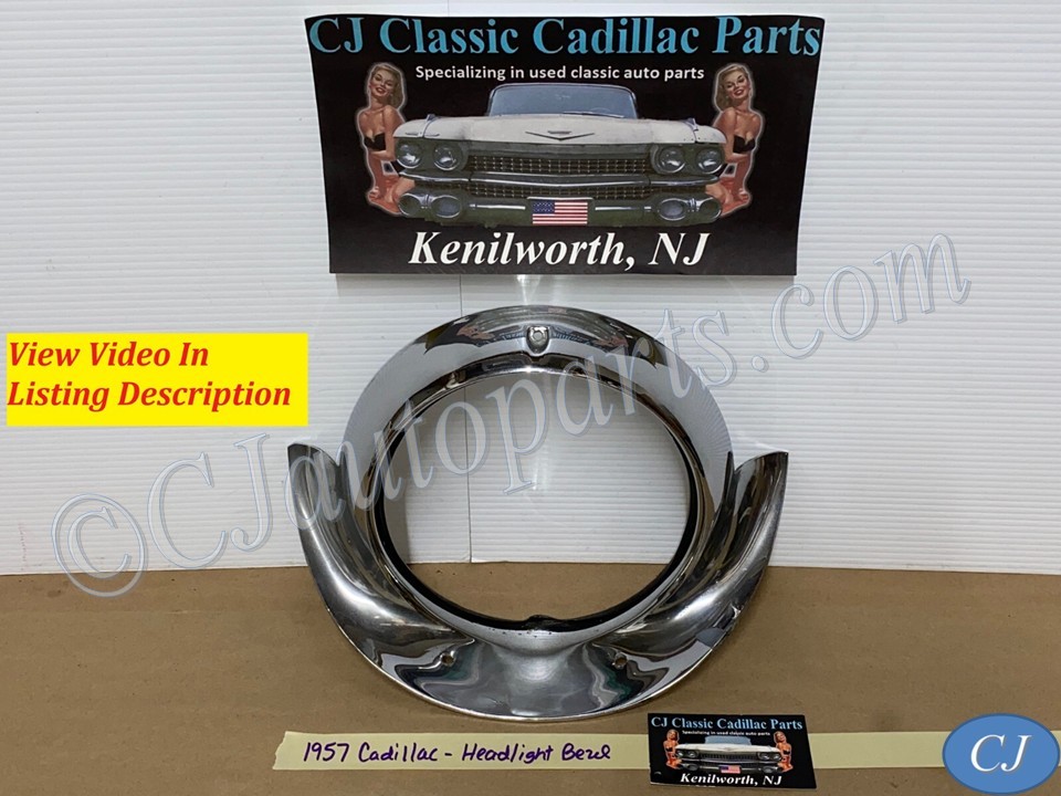 OEM 1957 Cadillac Eldorado Deville Fleetwood CHROME HEADLIGHT BEZEL TRIM #1466084/#3511047