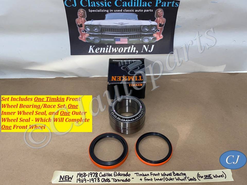 NEW 1968 1969 1970 1971 1972 1973 1974 1975 1976 1977 1978 CADILLAC ELDORADO TIMKEN FRONT WHEEL BEARING/RACE SET WITH INNER & OUTER SEALS (FOR ONE WHEEL)