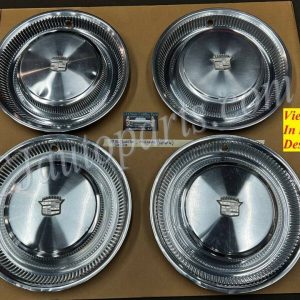 OEM 1974 1975 1976 Cadillac Fleetwood Deville 15" HUB CAPS HUBCAPS WHEEL COVERS WITH CREST EMBLEM - SET OF 4