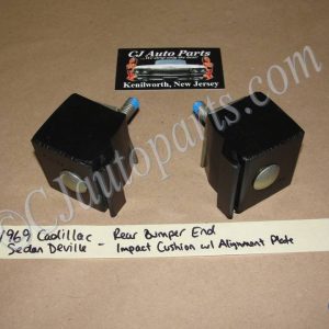 OEM 1969 1970 Cadillac Deville Fleetwood Calais REAR BUMPER END RUBBER IMPACT CUSHION WITH ADJUSTING ALIGNMENT PLATE (PAIR)