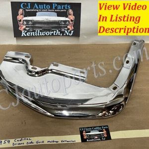OEM 1959 Cadillac Deville Eldorado LEFT DRIVER SIDE FRONT BUMPER CENTER GRILL EXTENSION #1470318