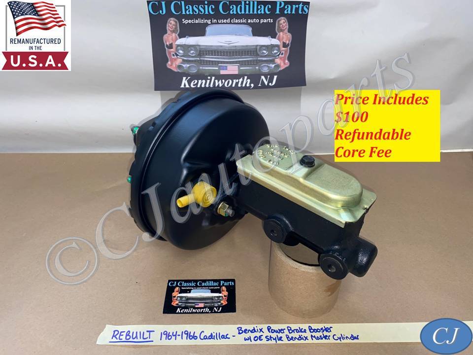 REBUILT OEM 1964 1965 1966 CADILLAC  DEVILLE ELDORADO FLEETWOOD CALAIS BENDIX POWER BRAKE BOOSTER & OEM MASTER CYLINDER