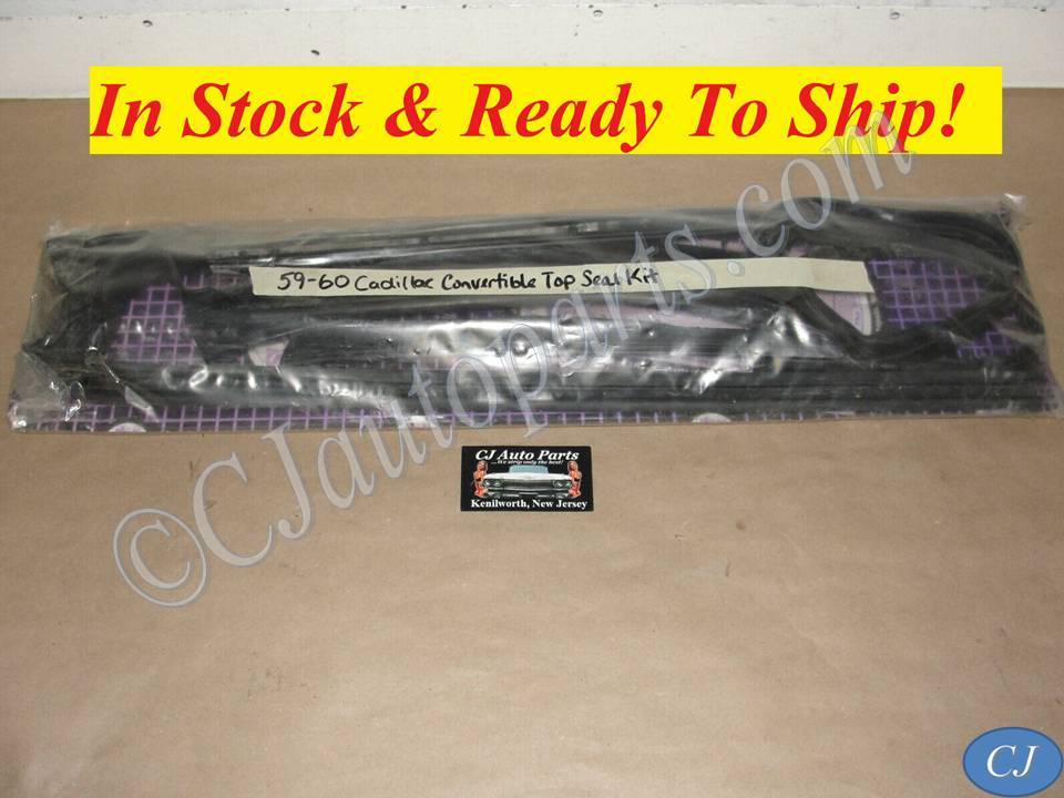 RR1809 METRO MOULDED SOFTSEAL 1959-1960 CADILLAC ELDORADO & SERIES 62 CONVERTIBLE TOP ROOF RAIL WEATHERSTRIP SEAL KIT - SET OF 7