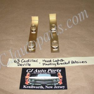 OEM 1961 1962 1963 1964 Cadillac Deville Fleetwood 1963 1964 Eldoado HOOD LATCH SAFETY CATCH RELEASE LEVER MOUNTING BRACKET RETAINERS #3512382