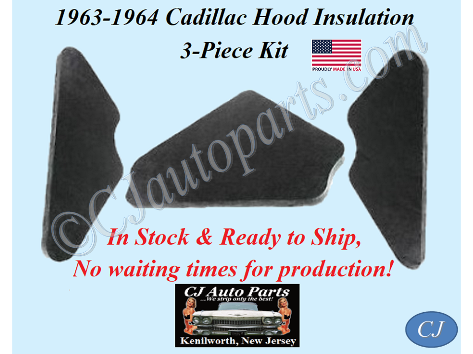 REM 1963-1964 CADILLAC DEVILLE ELDORADO FLEETWOOD HOOD INSULATION PAD 3 PIECE SET 1" THICK - IN STOCK #CADHIN085