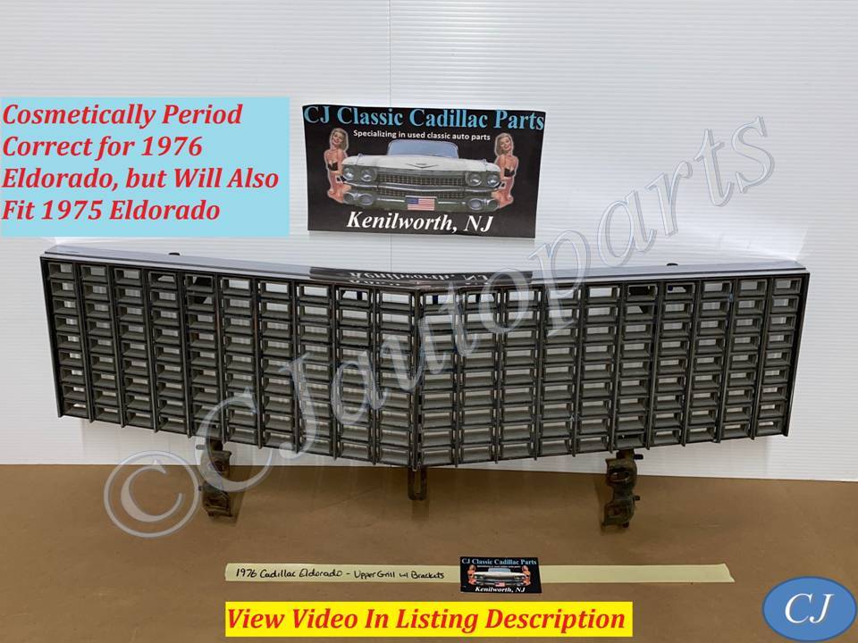 OEM 1975 1976 Cadillac Eldorado FRONT UPPER GRILL WITH MOUNTING BRACKETS #1606877