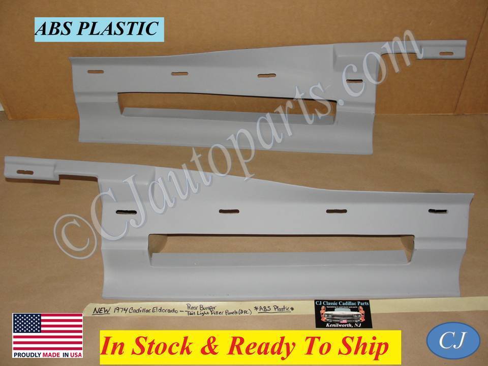 NEW ABS PLASTIC 1974 CADILLAC ELDORADO REAR BUMPER TAIL LIGHT FILLERS PANELS 2 PIECES