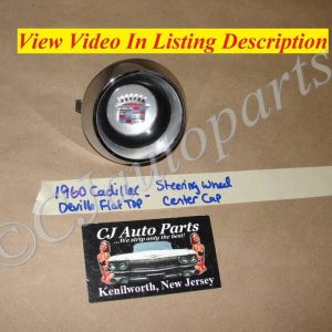 OEM 1960 Cadillac Deville Eldorado Fleetwood FLAT TOP STEERING WHEEL HORN BAR CENTER CAP TRIM WITH EMBLEM