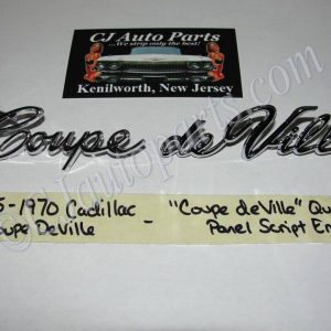 NEW 1965 1966 1967 1968 1969 1970 CADILLAC "COUPE DEVILLE" QUARTER PANEL FENDER SCRIPT EMBLEM