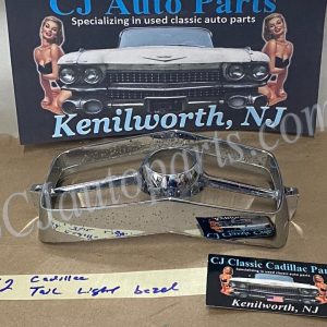 OEM 1962 Cadillac Deville Eldorado Fleetwood REAR BUMPER TAIL LIGHT LAMP CHROME BEZEL ESCUTCHEON #1477414