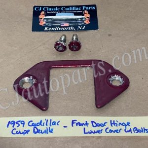 OEM 1959 1960 Cadillac Deville Eldorado Fleetwood FRONT LOWER DOOR HINGE COVER PLATE WITH BOLTS #4750406