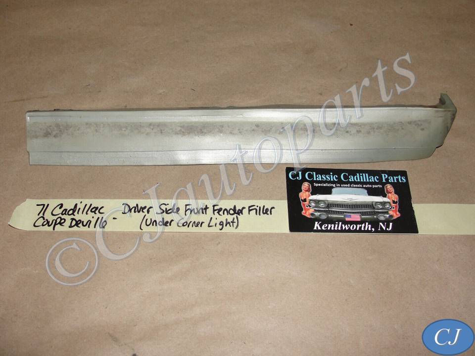 OEM 1971 Cadillac Deville Fleetwood Calais LEFT DRIVER SIDE FRONT FENDER FILLERS PANEL UNDER CORNER LIGHT  #1497466