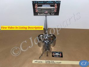OEM 1959 Cadillac Deville Eldorado Fleetwood RIGHT PASSENGER SIDE TAIL LIGHT HOUSING CHROME FIN TRIM WITH MOUNTING BRACKET #4302796/#4302800